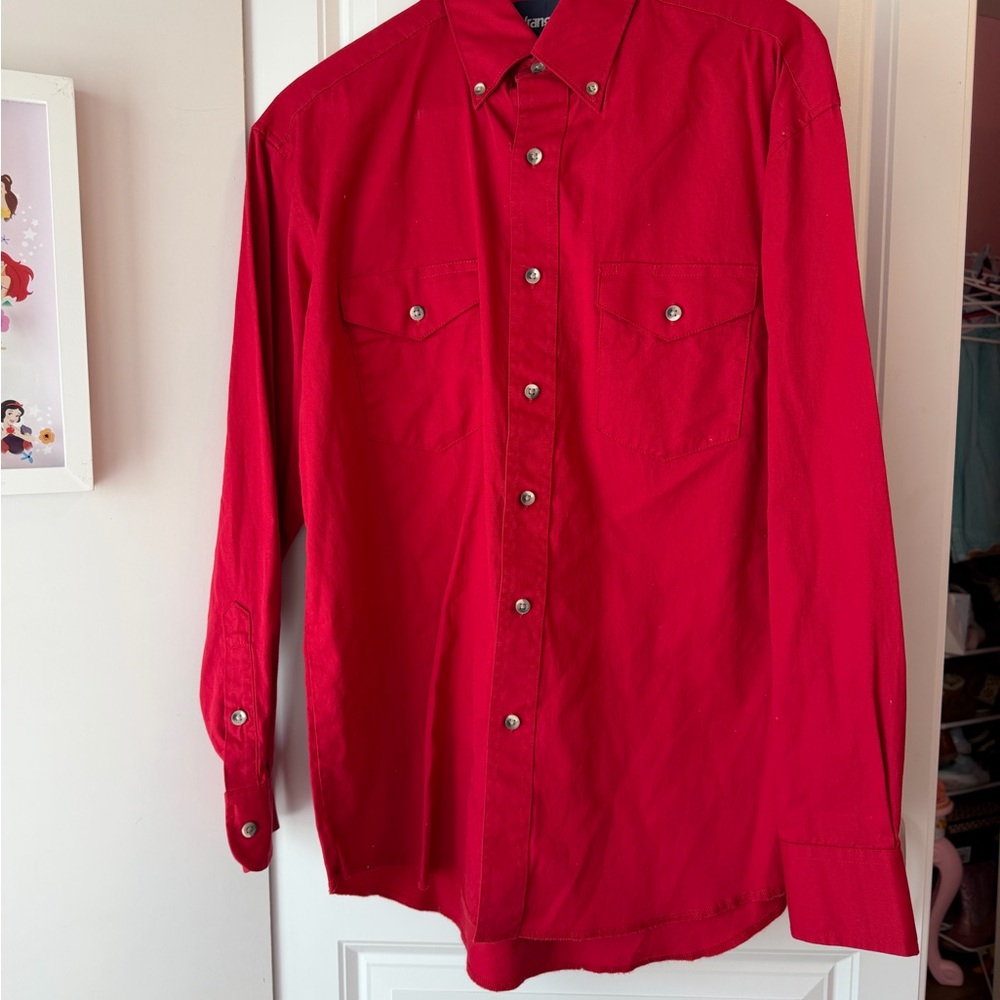 Wrangler Men’s Vibrant Red Western Button-Up Shirt